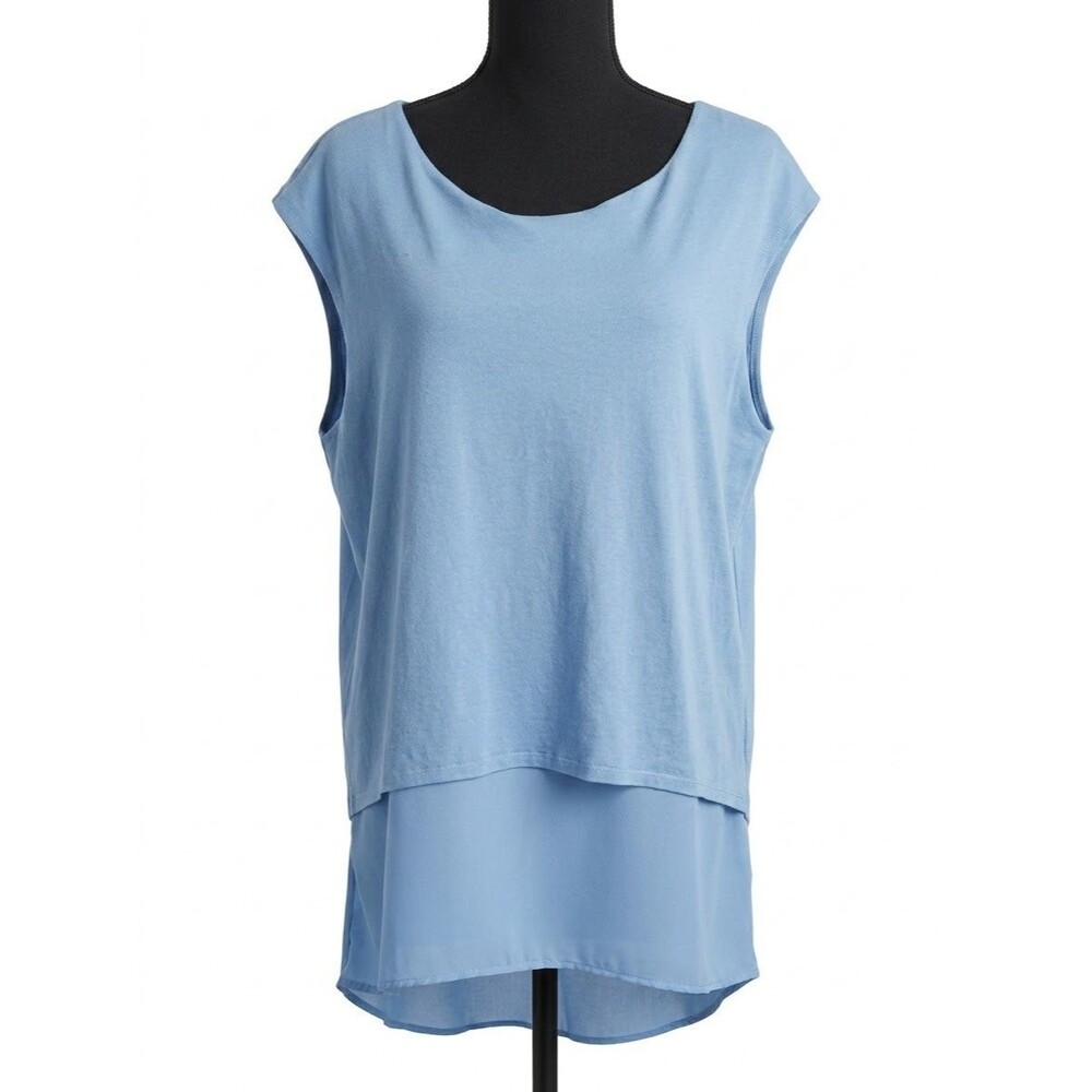 Vince Camuto Tiered Layered Sheath Dress Light Blue Knee Length Sleeveless Large